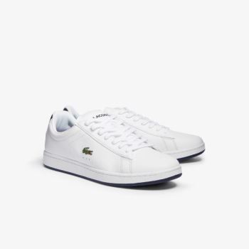 Lacoste Carnaby Evo Leather Sneakers Pánské - Tenisky Bílé / Tmavě Blankyt | CZ-y3u8FY